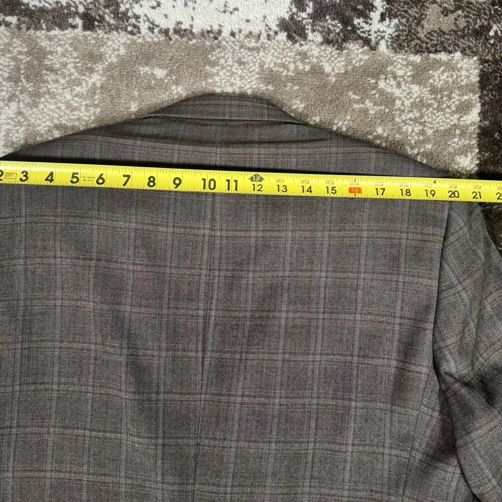 JOS‎ A BANK Blazer Mens 42L Brown Windowpane Wool SportCoat Suit Jacket